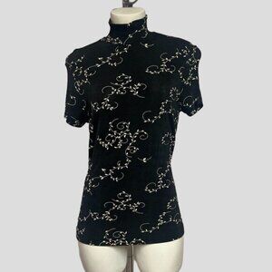 Vintage Frazier Lawrence Black & Cream Short Sleeve Turtleneck Top